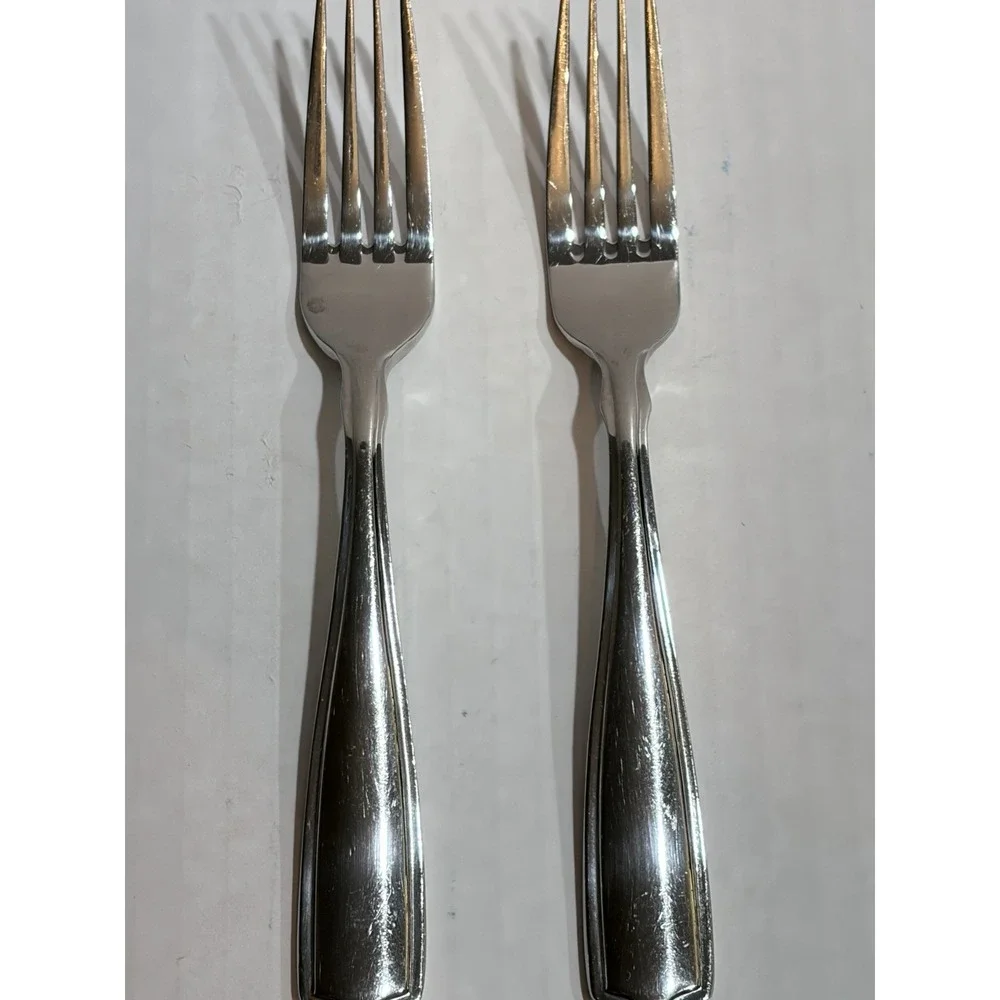 Set of 2 ONEIDA 18/10 Stainless Steel Dinner Fork Glossy Silver Solid Handle